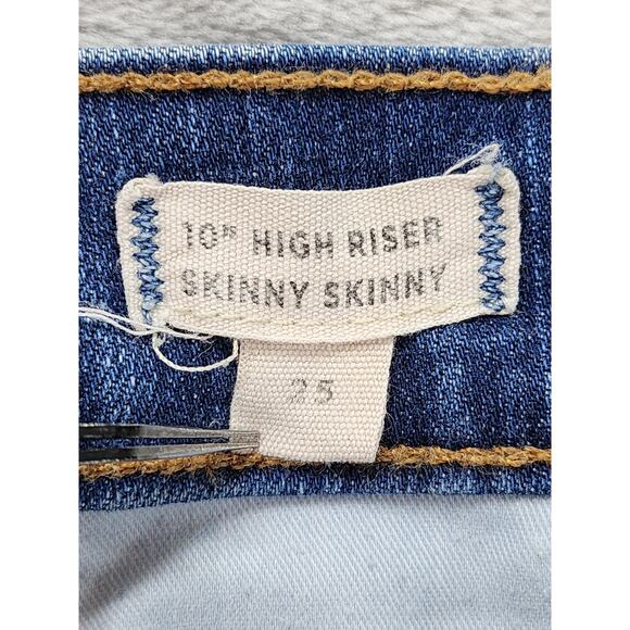 Madewell 10” High Riser Skinny Skinny Jeans Size 25 Blue Raw Hem Button Fly - Picture 7 of 15